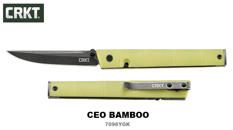 CRKT CEO Bamboo Slimline Folding Knife, GRN Yellow, 7096YGK